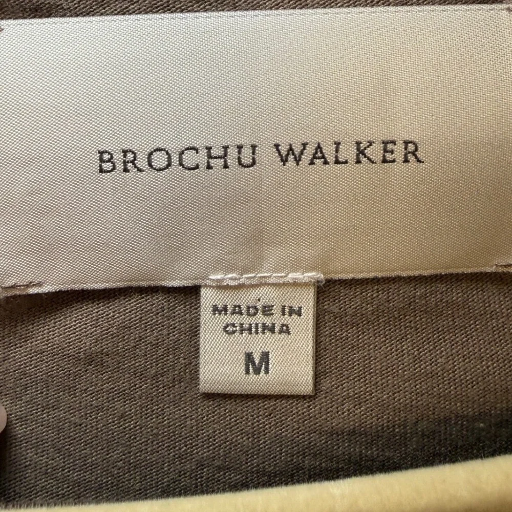 Brochu Walker Long Sleeve Draped Cotton Modal Jersey Midi Dress Light‎ Brown M